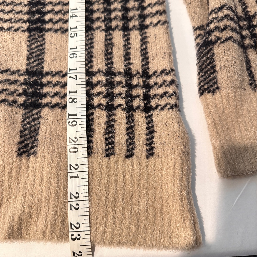 Joie Window Pane Plaid Camel & Black Cardigan Very Soft - Picture 9 of 9